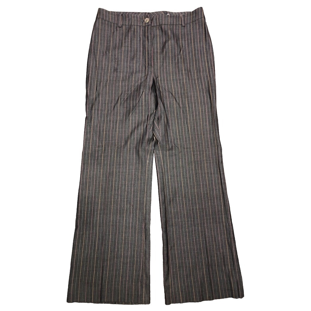 Bernard Zins Paris Pants Women's 8 Gray Striped Wool Silk Made in France *defect